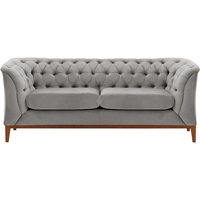 Canapé deux places Chesterfield Modern Wood, gris clair - Velluto 15, Couleur des pieds: aveo