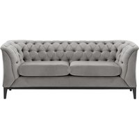 Canapé deux places Chesterfield Modern Wood, gris clair - Velluto 15, Couleur des pieds: Noir