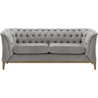 Canapé deux places Chesterfield Modern Wood, gris clair - Velluto 15, Couleur des pieds: Noir wax
