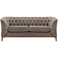 Canapé deux places Chesterfield Modern Wood, gris éléphant - Velluto 17, Couleur des pieds: aveo