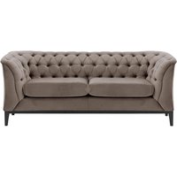 Canapé deux places Chesterfield Modern Wood, gris éléphant - Velluto 17, Couleur des pieds: Noir