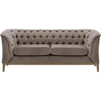 Canapé deux places Chesterfield Modern Wood, gris éléphant - Velluto 17, Couleur des pieds: Noir wax