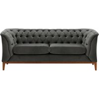 Canapé deux places Chesterfield Modern Wood, graphite - Velluto 19, Couleur des pieds: aveo