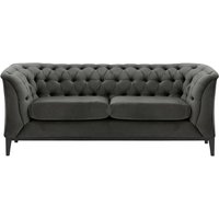 Canapé deux places Chesterfield Modern Wood, graphite - Velluto 19, Couleur des pieds: Noir
