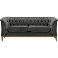 Canapé deux places Chesterfield Modern Wood, graphite - Velluto 19, Couleur des pieds: Noir wax