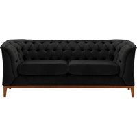 Canapé deux places Chesterfield Modern Wood, noir - Velluto 20, Couleur des pieds: aveo