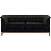 Canapé deux places Chesterfield Modern Wood, noir - Velluto 20, Couleur des pieds: Noir wax