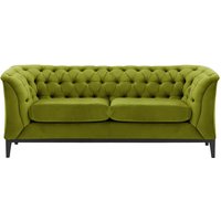 Canapé deux places Chesterfield Modern Wood, olive - Velluto 9, Couleur des pieds: Noir