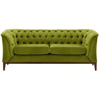Canapé deux places Chesterfield Modern Wood, olive - Velluto 9, Couleur des pieds: Chêne foncé