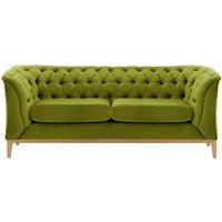 Canapé deux places Chesterfield Modern Wood, olive - Velluto 9, Couleur des pieds: Chêne clair