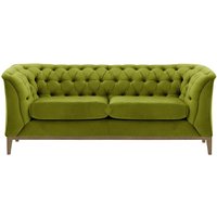 Canapé deux places Chesterfield Modern Wood, olive - Velluto 9, Couleur des pieds: Noir wax