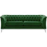 Canapé 2,5 places Chesterfield Modern Wood, vert foncé - Velluto 10, Couleur des pieds: Blanc