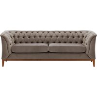 Canapé 2,5 places Chesterfield Modern Wood, gris éléphant - Velluto 17, Couleur des pieds: aveo