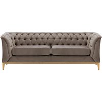 Canapé 2,5 places Chesterfield Modern Wood, gris éléphant - Velluto 17, Couleur des pieds: Chêne clair