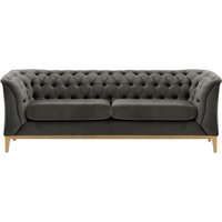 Canapé 2,5 places Chesterfield Modern Wood, graphite - Velluto 19, Couleur des pieds: Chêne clair