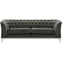 Canapé 2,5 places Chesterfield Modern Wood, graphite - Velluto 19, Couleur des pieds: Blanc