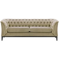 Canapé 2,5 places Chesterfield Modern Wood, beige - Velluto 3, Couleur des pieds: Noir