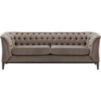 Canapé 2,5 places Chesterfield Modern Wood, gris éléphant - Velluto 17, Couleur des pieds: Noir