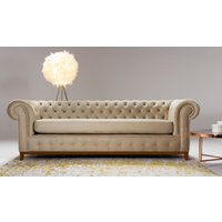 Canapé trois places Chesterfield Grand, Velluto 33 - orange rouillé, Couleur des pieds: Blanc