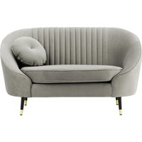 Fauteuil Kooper avec couture, gris clair - Velluto 15, Couleur des pieds: Noir avec pourtour doré
