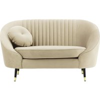 Fauteuil Kooper avec couture, beige clair - Velluto 2, Couleur des pieds: Noir avec pourtour doré
