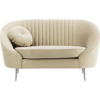 Fauteuil Kooper avec couture, beige clair - Velluto 2, Couleur des pieds: Métal chromé