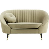 Fauteuil Kooper avec couture, beige - Velluto 3, Couleur des pieds: Noir avec pourtour doré
