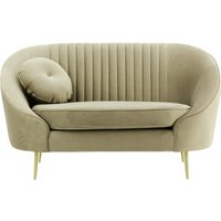 Fauteuil Kooper avec couture, beige - Velluto 3, Couleur des pieds: Métal doré