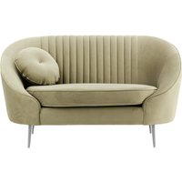 Fauteuil Kooper avec couture, beige - Velluto 3, Couleur des pieds: Métal chromé
