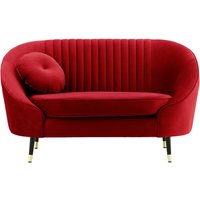 Fauteuil Kooper avec couture, rouge - Velluto 7, Couleur des pieds: Noir avec pourtour doré