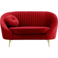 Fauteuil Kooper avec couture, rouge - Velluto 7, Couleur des pieds: Métal doré