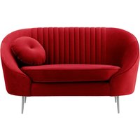 Fauteuil Kooper avec couture, rouge - Velluto 7, Couleur des pieds: Métal chromé