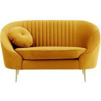 Fauteuil Kooper avec couture, moutarde - Velluto 8, Couleur des pieds: Métal doré
