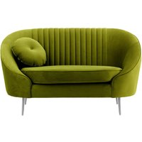 Fauteuil Kooper avec couture, olive - Velluto 9, Couleur des pieds: Métal chromé