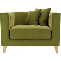Fauteuil Barra, olive - Velluto 9, Couleur des pieds: Chêne clair