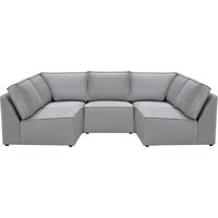 Charles - Canapé d’angle modulaire U, gris/marron - Fancy 96