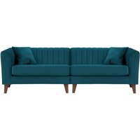 Canapé quatre places – 2 modules Mary, Velluto 36 - Bleu paon, Couleur des pieds: Chêne foncé
