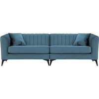 Canapé quatre places – 2 modules Mary, bleu - Velluto 12, Couleur des pieds: noir mat