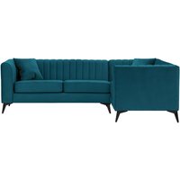 Canapé d’angle droit Mary, Velluto 36 - Bleu paon, Couleur des pieds: noir mat
