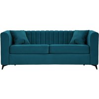 Mary - Canapé convertible 140, Velluto 36 - Bleu paon, Couleur des pieds: noir mat