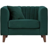 Fauteuil Mary, vert foncé - Velluto 10, Couleur des pieds: Chêne foncé