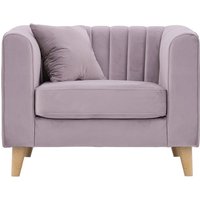 Fauteuil Mary, lila/rose - Velluto 14, Couleur des pieds: Chêne clair