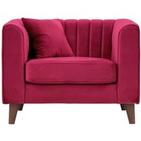 Fauteuil Mary, rouge - Velluto 7, Couleur des pieds: Chêne foncé