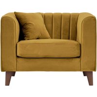 Fauteuil Mary, moutarde - Velluto 8, Couleur des pieds: Chêne foncé