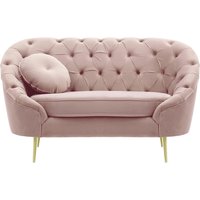 Fauteuil Kooper capitonné, lila/rose - Velluto 14, Couleur des pieds: Métal doré