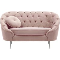 Fauteuil Kooper capitonné, lila/rose - Velluto 14, Couleur des pieds: Métal chromé