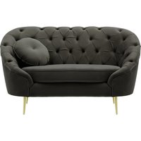 Fauteuil Kooper capitonné, graphite - Velluto 19, Couleur des pieds: Métal doré