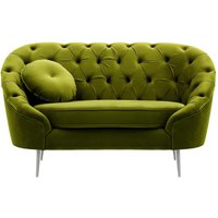 Fauteuil Kooper capitonné, olive - Velluto 9, Couleur des pieds: Métal chromé
