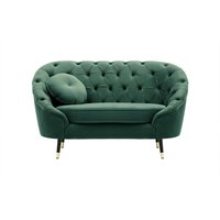 Fauteuil Kooper capitonné, bleu - Velluto 12, Couleur des pieds: Noir avec pourtour doré