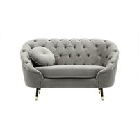 Fauteuil Kooper capitonné, gris clair - Velluto 15, Couleur des pieds: Noir avec pourtour doré